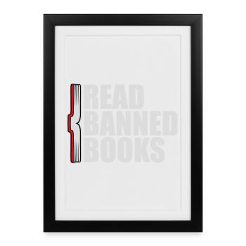 Lire des livres interdits Verbotene Bücher Lesen Freiheit - Affiche encadrée (27 × 37 cm) - noir - Devant