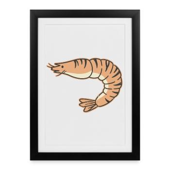 Crevette pastel cartoon rayure tigre - Affiche encadrée (27 × 37 cm) - noir - Devant