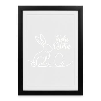 Frohe Ostern, Süßes Häschen Shirt, Hoodie, Schürze - Gerahmtes Poster (27 × 37 cm) - Schwarz - Vorne