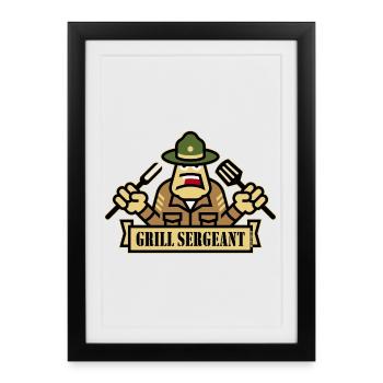 Grill Sergeant (Grilling / BBQ / Barbecue / Outl) - Framed poster (27 × 37 cm) - black - Front