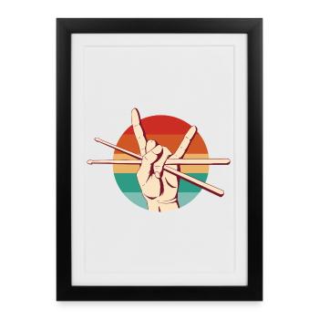 Batteur Rock - Affiche encadrée (27 × 37 cm) - noir - Devant