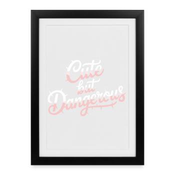 Süß Aber Gefährlich Cute Kawaii Aesthetic Katze - Framed poster (27 × 37 cm) - black - Front