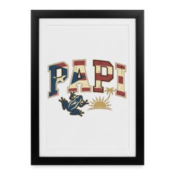 Papi Puerto Rico Flag - Framed poster (27 × 37 cm) - black - Front