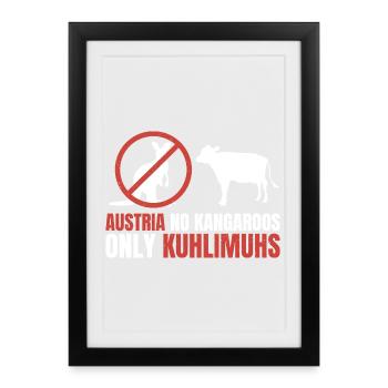 Autriche sans kangourous – seulement des limouhs de vache - Affiche encadrée (27 × 37 cm) - noir - Devant