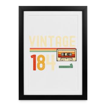 Vintage 84 Cassette Retro - Framed poster (27 × 37 cm) - black - Front