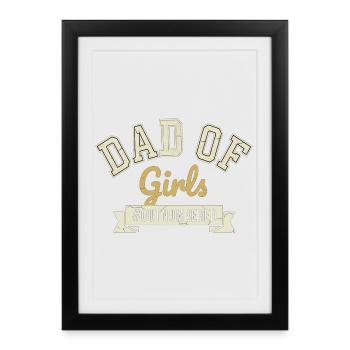 Papa des filles en infériorité numérique Papa fille - Affiche encadrée (27 × 37 cm) - noir - Devant