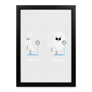 Funny Moon Phases of Moon Lunar Phases Moon light  - Framed poster (27 × 37 cm) - black - Front