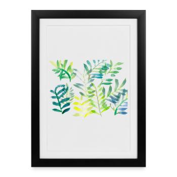 Water-coloured leaf branches - Framed poster (27 × 37 cm) - black - Front