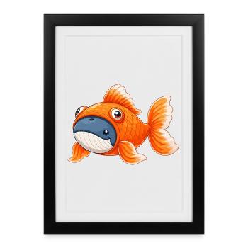 Mignonne baleine en costume de poisson rouge - Affiche encadrée (27 × 37 cm) - noir - Devant