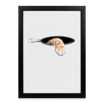 Fermeture éclair pour chat Maman de chat Chat mignons Chats - Affiche encadrée (27 × 37 cm) - noir - Devant