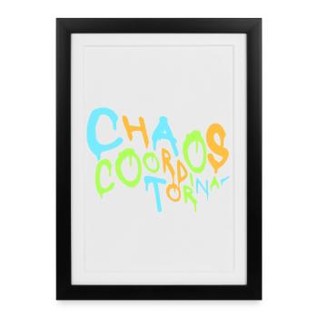 Coordinateur du Chaos Titre drôle Parents Teacher Logo - Affiche encadrée (27 × 37 cm) - noir - Devant