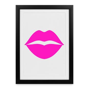 Pink lips - Framed poster (27 × 37 cm) - black - Front
