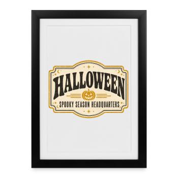 Vintage Halloween Shop Sign – Retro Spooky Season - Framed poster (27 × 37 cm) - black - Front