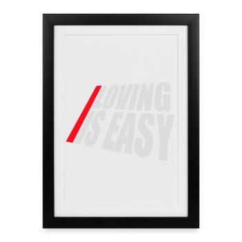 Aimer est facile Logo romantique inspirant - Affiche encadrée (27 × 37 cm) - noir - Devant