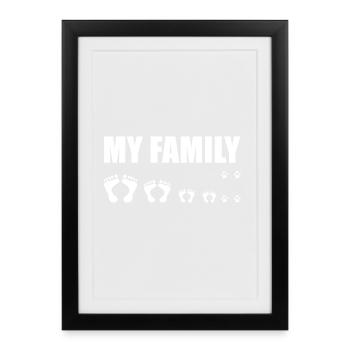 Ma famille / homme, femme, fils, fille et chien - Affiche encadrée (27 × 37 cm) - noir - Devant