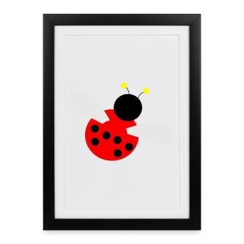 Ladybug with colorful dots and wings - Framed poster (27 × 37 cm) - black - Front