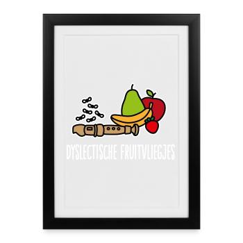 Le fruit dyslexique vole l’enregistreur de dyslexie - Affiche encadrée (27 × 37 cm) - noir - Devant
