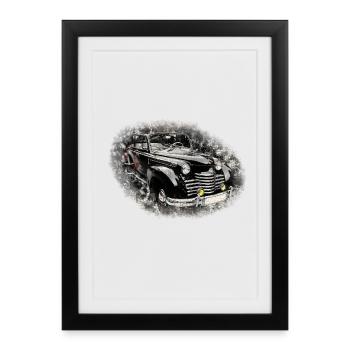 Ancienne voiture de rêve américaine nostalgique - Affiche encadrée (27 × 37 cm) - noir - Devant