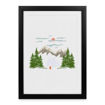 Camping Camping Mountain Motif Gift Idea - Framed poster (27 × 37 cm) - black - Front