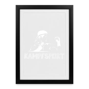 muay thai Symbol Kämpfer Kampfsport gym Dojo - Gerahmtes Poster (27 × 37 cm) - Schwarz - Vorne