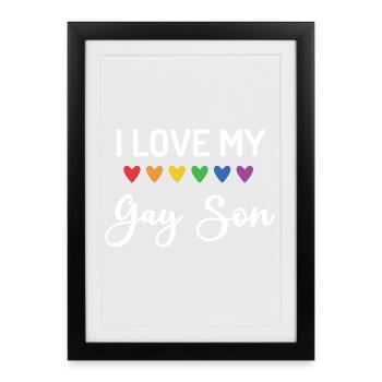 J’aime mon fils gay - Affiche encadrée (27 × 37 cm) - noir - Devant