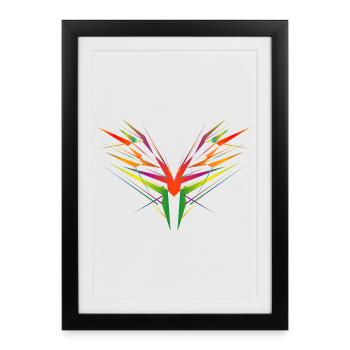 forme d’aile abstraite colorée - Affiche encadrée (27 × 37 cm) - noir - Devant