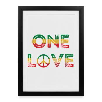 One Love Reggae Peace - Affiche encadrée (27 × 37 cm) - noir - Devant