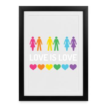 Mois de la fierté LGBT - Love is Love - Affiche encadrée (27 × 37 cm) - noir - Devant