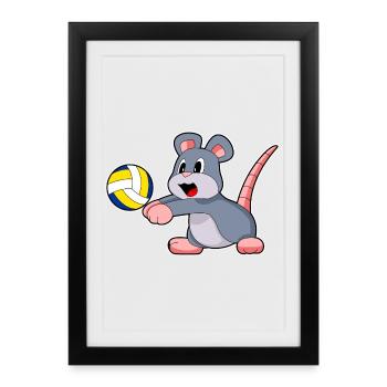 Joueuse de volley-ball souris Volley-ball - Affiche encadrée (27 × 37 cm) - noir - Devant