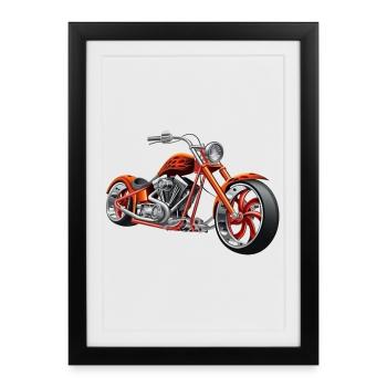 Chopper Moto Motard - Affiche encadrée (27 × 37 cm) - noir - Devant