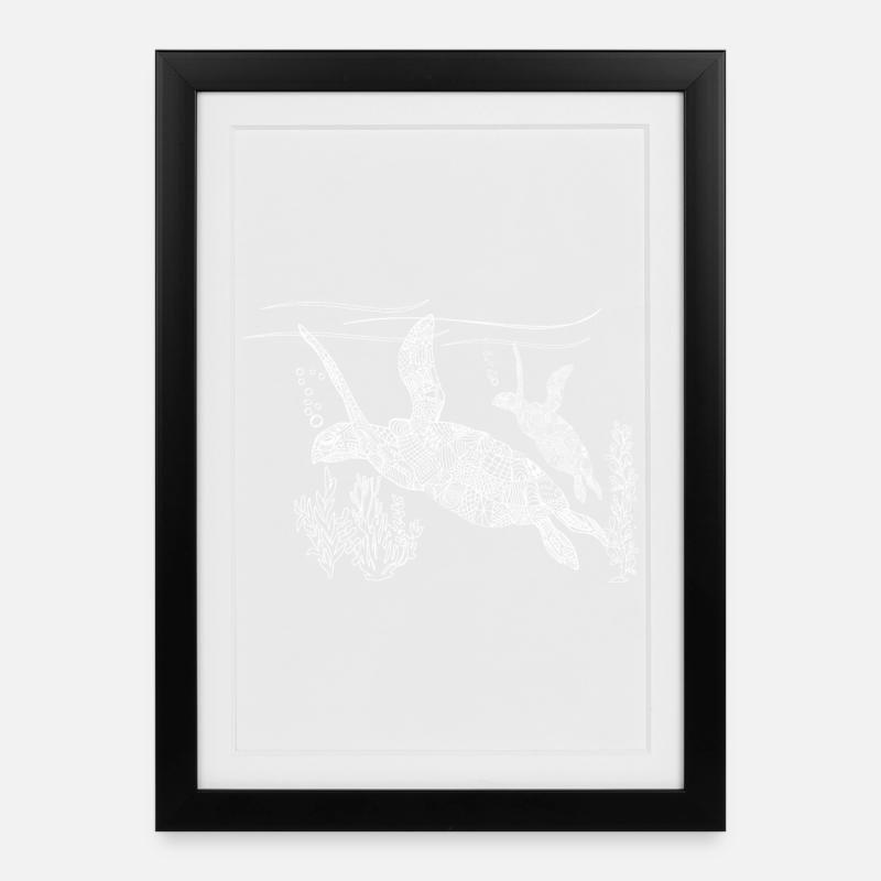 Water turtle - Framed poster (27 × 37 cm) - black
