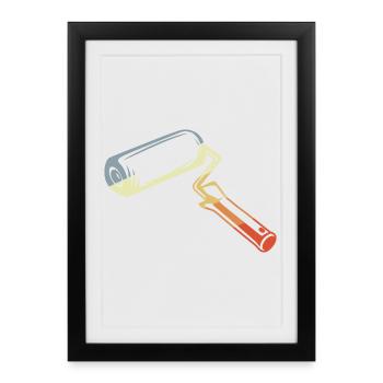 Croquis de défilement de peintre rétro - Affiche encadrée (27 × 37 cm) - noir - Devant