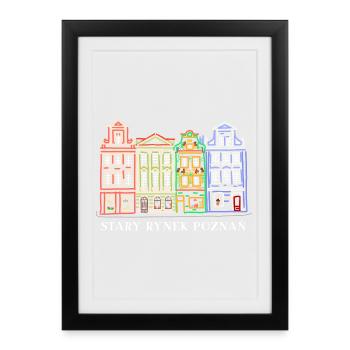 Alter Markt Posen, Polen historische Fassaden - Gerahmtes Poster (27 × 37 cm) - Schwarz - Vorne