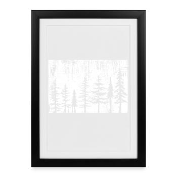 Silhouette Forêt Monochrome - Affiche encadrée (27 × 37 cm) - noir - Devant