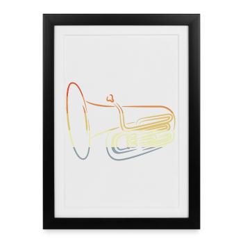 Dessin de Tuba Vintage - Affiche encadrée (27 × 37 cm) - noir - Devant