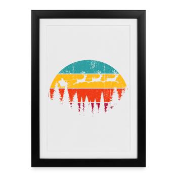 Sunset Wolves Over Pines - Framed poster (27 × 37 cm) - black - Front