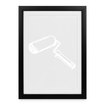 Dessin au rouleau de peinture - Affiche encadrée (27 × 37 cm) - noir - Devant