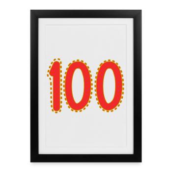 100. 100 YEARS. 100th ANNIVERSARY. BIRTHDAY 100 - Framed poster (27 × 37 cm) - black - Front