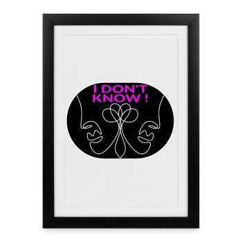 Visage d’art au trait - FLOU - Affiche encadrée (27 × 37 cm) - noir - Devant