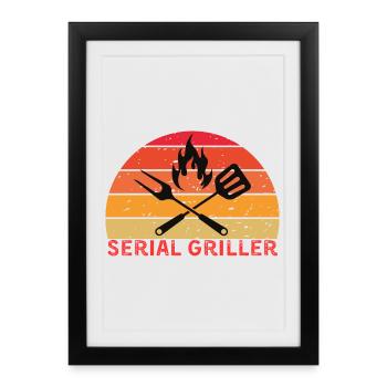Serial Griller Retro BBQ Design - Framed poster (27 × 37 cm) - black - Front