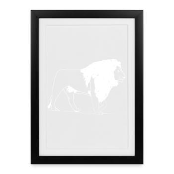 Lion - Affiche encadrée (27 × 37 cm) - noir - Devant