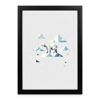 Géométrique Ours polaire sur la banquise – Calme arctique - Affiche encadrée (27 × 37 cm) - noir - Devant