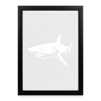 The predatory white shark - Framed poster (27 × 37 cm) - black - Front