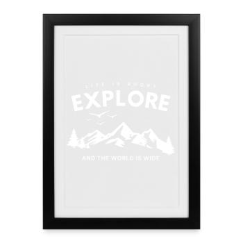 Explore Adventure Quote - Framed poster (27 × 37 cm) - black - Front