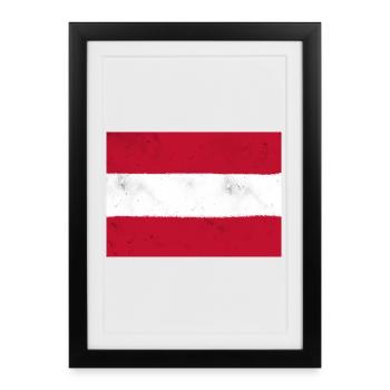 Le drapeau de l’Autriche – un symbole national classique - Affiche encadrée (27 × 37 cm) - noir - Devant