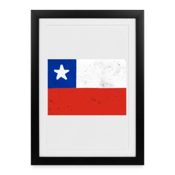 Drapeau du Chili - Affiche encadrée (27 × 37 cm) - noir - Devant