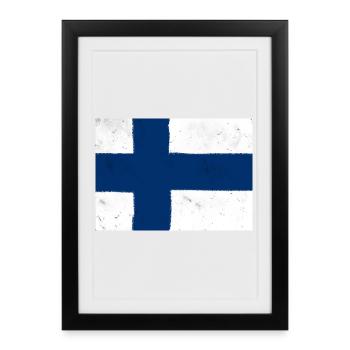 Flag of Finland – Scandinavian simplicity - Framed poster (27 × 37 cm) - black - Front