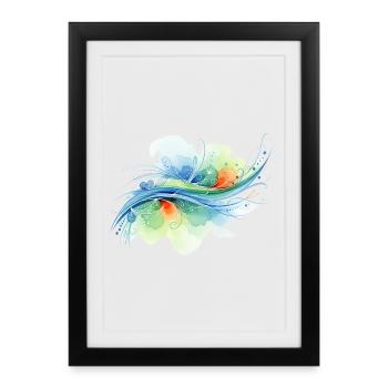 Flowing Shapes: Abstract Watercolor Design - Framed poster (27 × 37 cm) - black - Front