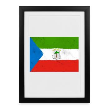 Drapeau de la Guinée équatoriale - Affiche encadrée (27 × 37 cm) - noir - Devant