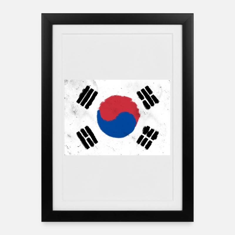 Drapeau de la Corée du Sud - Affiche encadrée (27 × 37 cm) - noir